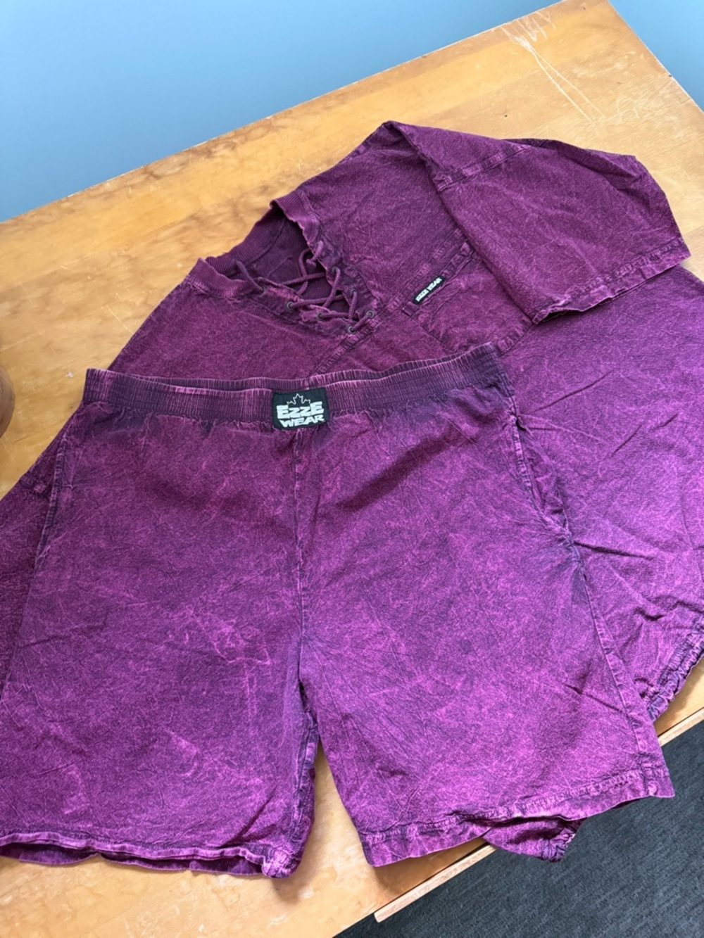 Vintage EZZE Wear Purple Two Piece Set Shorts & Top Cottagecore 90s